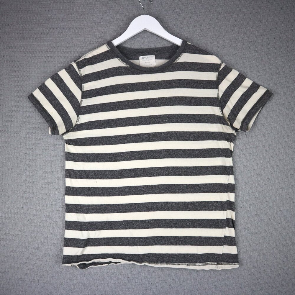 Alpha Striped Grey White Shirt Womens Medium